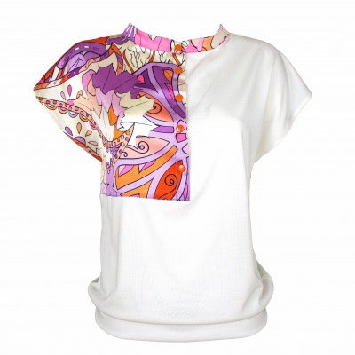 Abstract Print Garnished Blouse