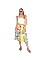 Half Circle Pleated Midi Skirt with Popart Pattern