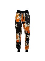 Track Pants With Abstract Print Front & Black Vegan Leather