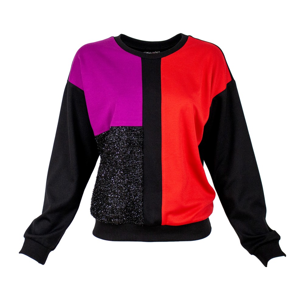 Colorful & Black Patchwork Sweatshirt