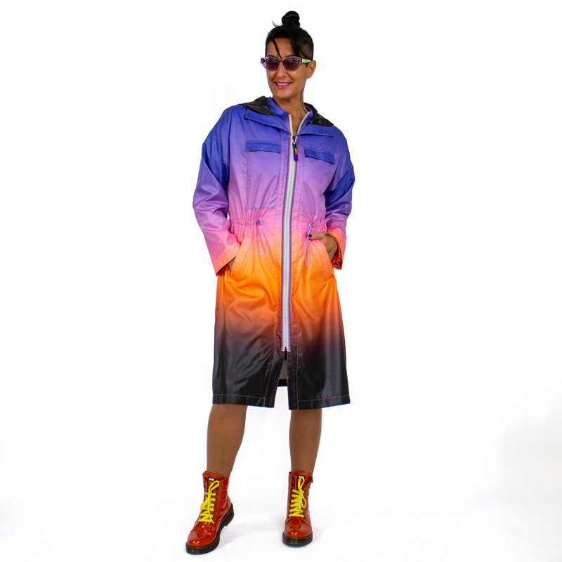 Ombre Raincoat with Hoodie