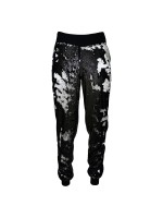Double-Sided Sequined Black Faux Leather Track Pants