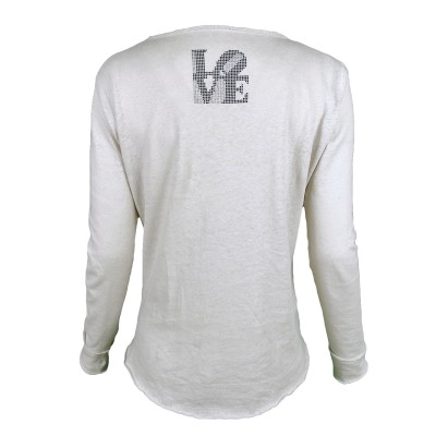 Long Sleeve T-Shirt With A Rhinestone Love On The Back