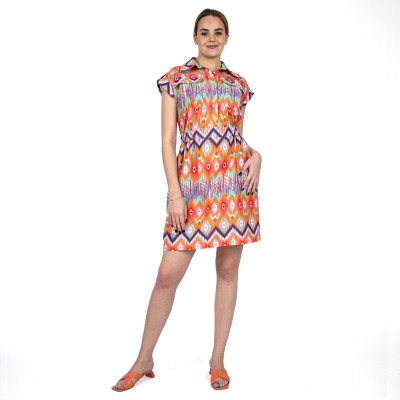 Mini Shirt Dress with Zigzag Pattern