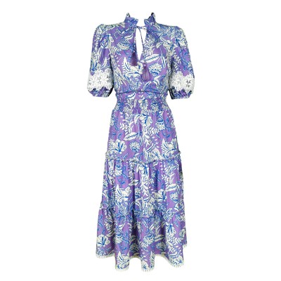 Viscose Floral Dress with Embroidery Details
