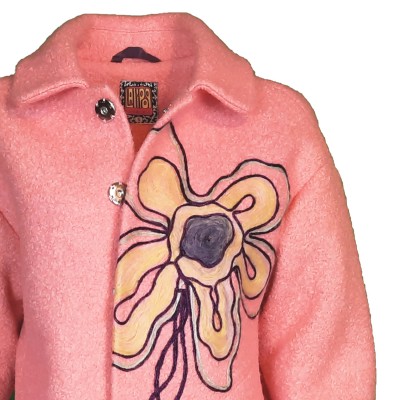 Wool Blend Coat With Flower Embroidery